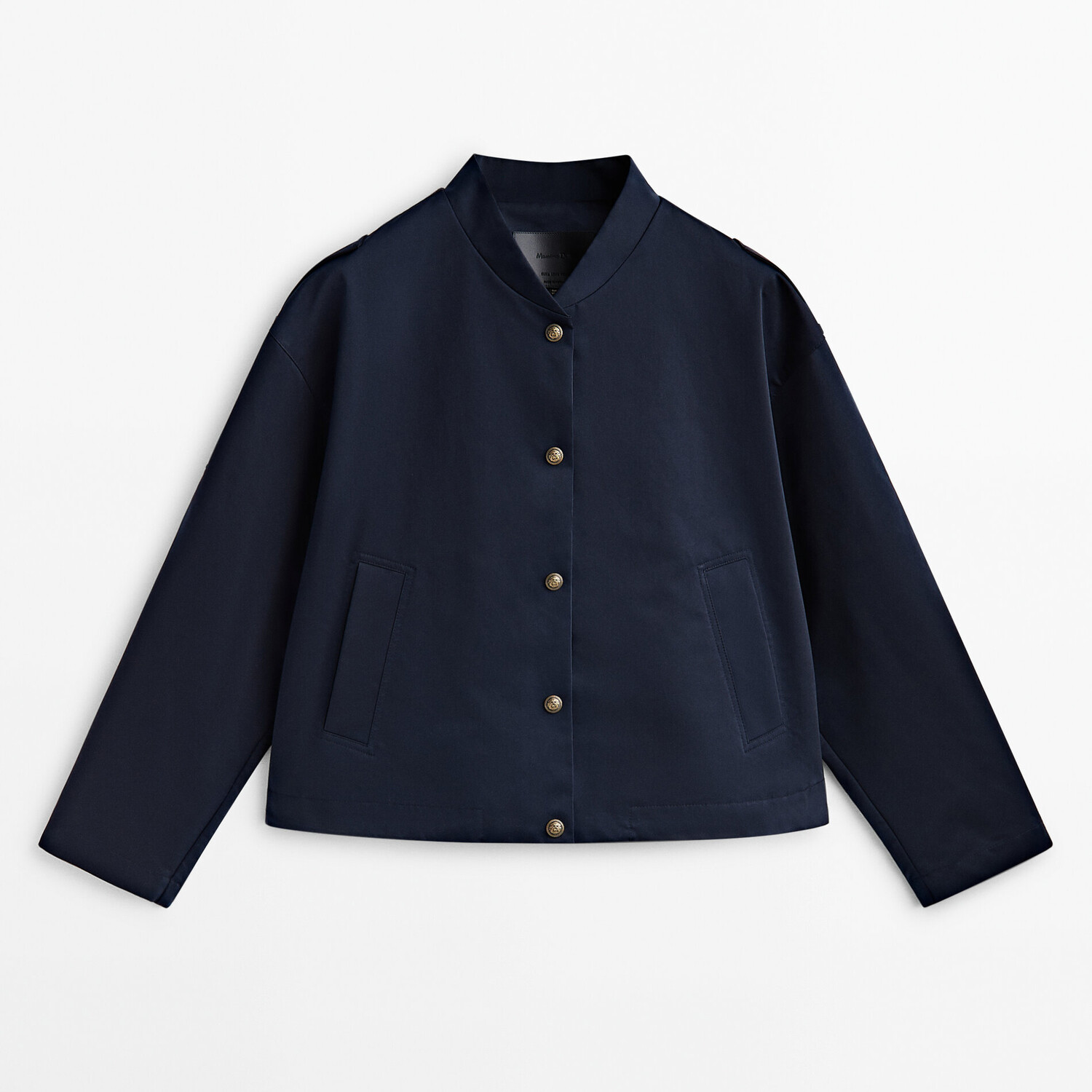 

Куртка-бомбер с кнопками Massimo Dutti, темно-синий