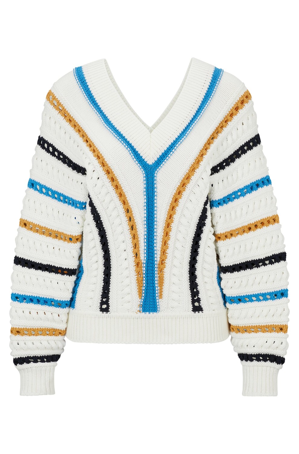 

Джемпер Hugo Boss Open-knit Striped In A Cotton Blend, белый/мультиколор