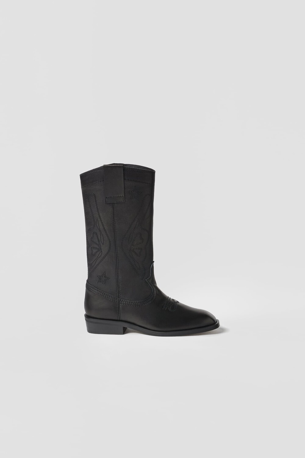 

Детскиекожаные ковбойские ботинки ZARA, черный