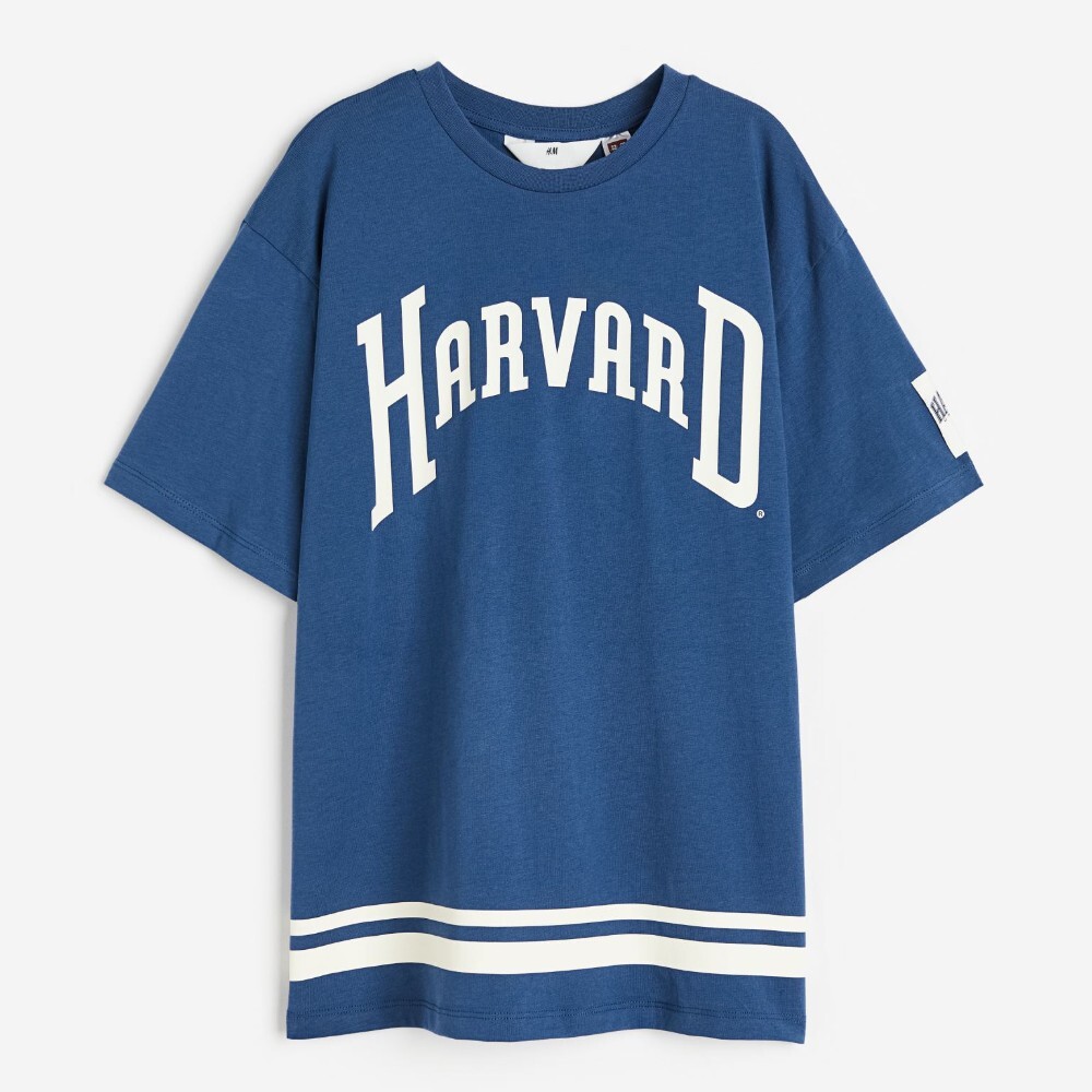 

Футболка H&M Kids Oversized Printed Harvard University, темно-синий