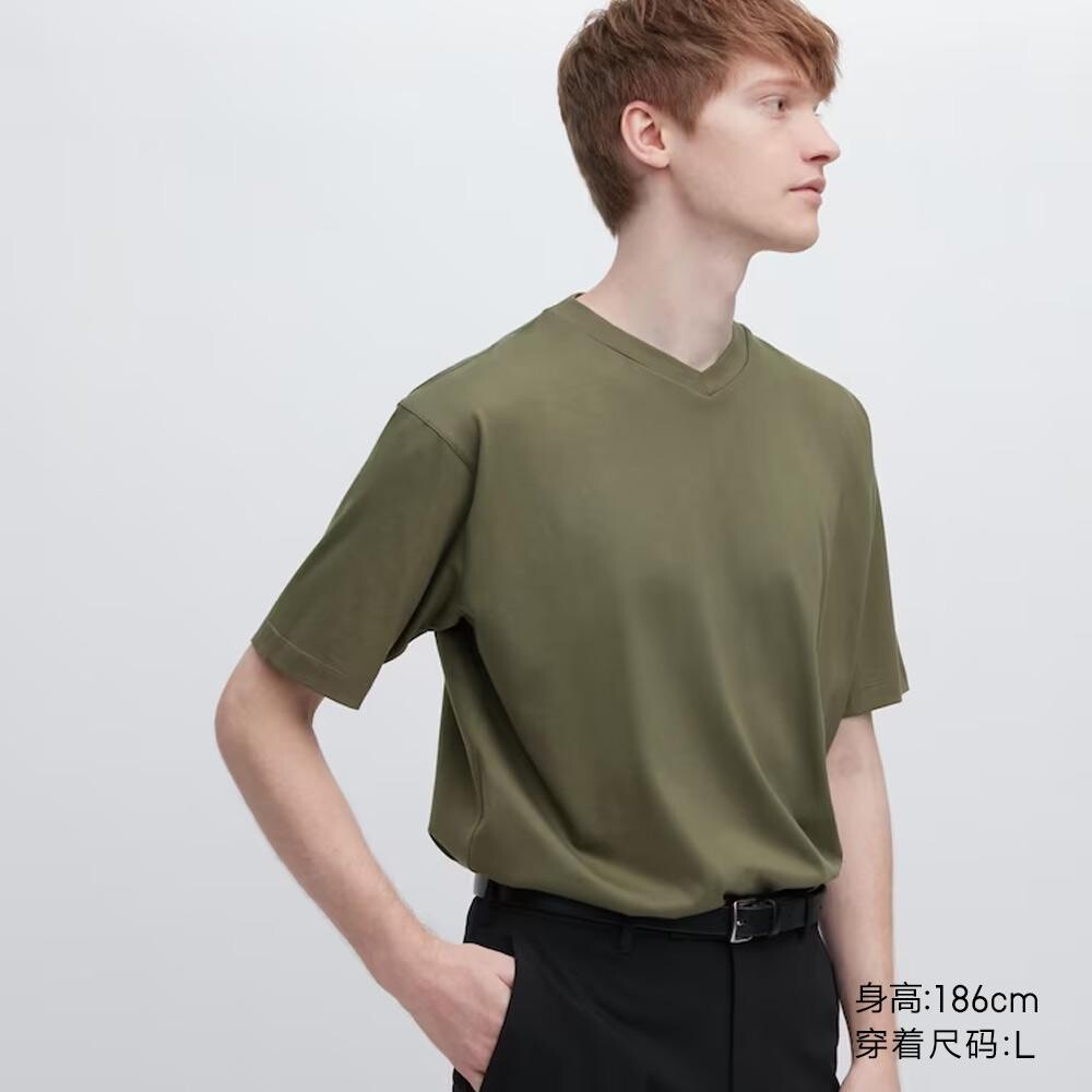 

Футболка хлопковая унисекс Uniqlo, оливковый