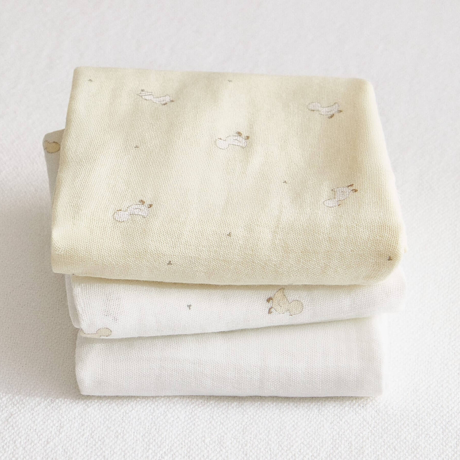 

Комплект полотенец из муслина Zara Home Duck, з штуки, 55х55 см, белый/желтый