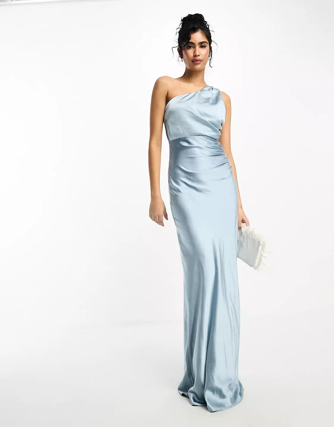 

Платье Six Stories Bridesmaids one shoulder satin, голубой