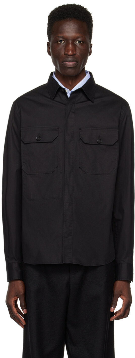 

Черная рубашка с карманом на клапане ZEGNA