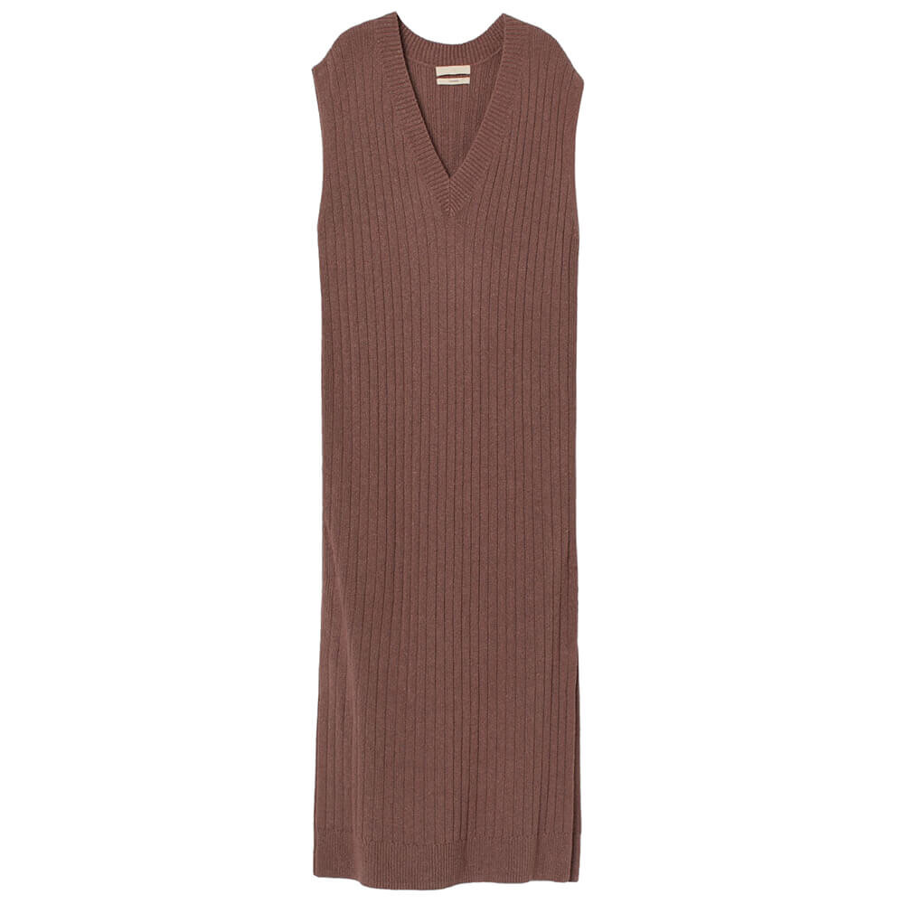 

Платье H&M Ribbed Silk Blend, темная античная роза