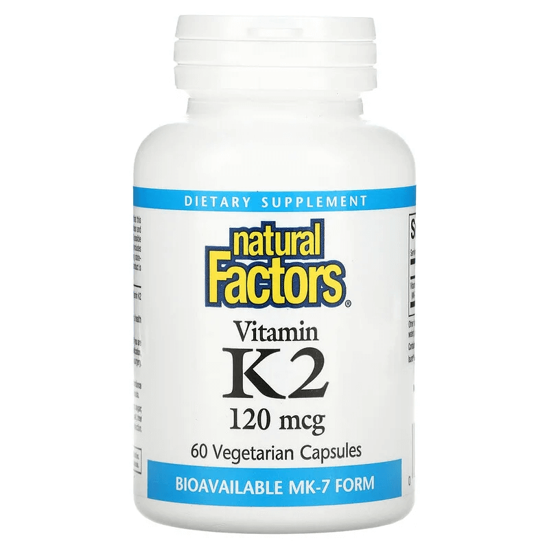 Витамин K2, 120 мкг, 60 вегетарианских капсул, Natural Factors цена и фото