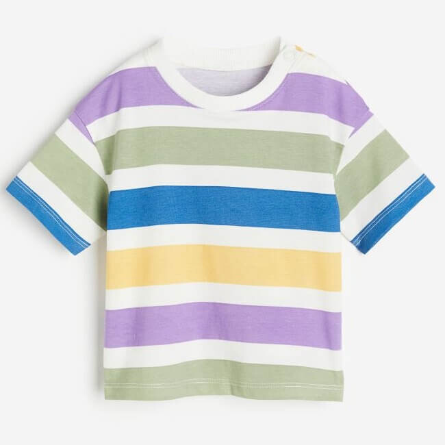 

Футболка H&M Printed Striped, мультиколор