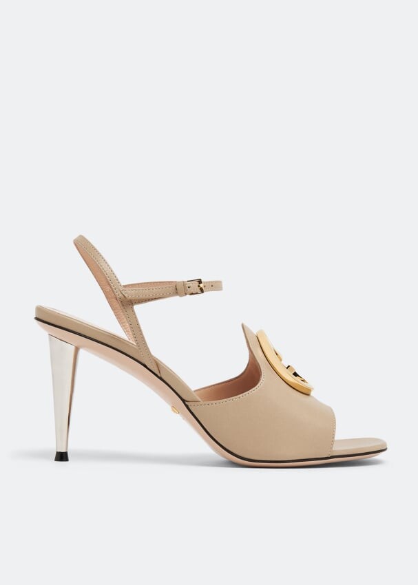 

Сандалии GUCCI Blondie heeled sandals, бежевый