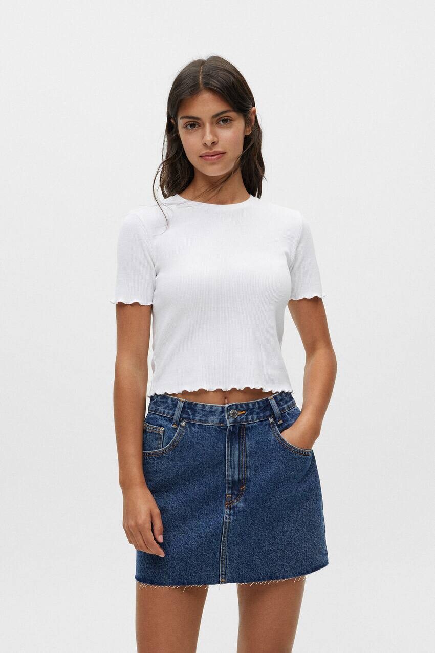 

Базовая джинсовая мини-юбка Pull&Bear, темно-синий