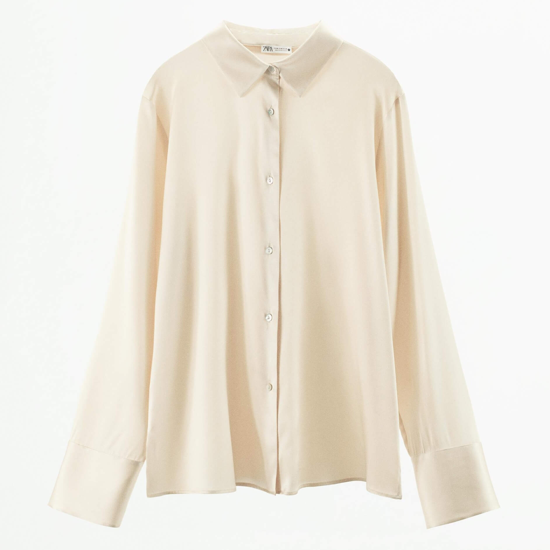 Рубашка Zara Silk Blend, светло-бежевый рубашка zara satin светло бежевый