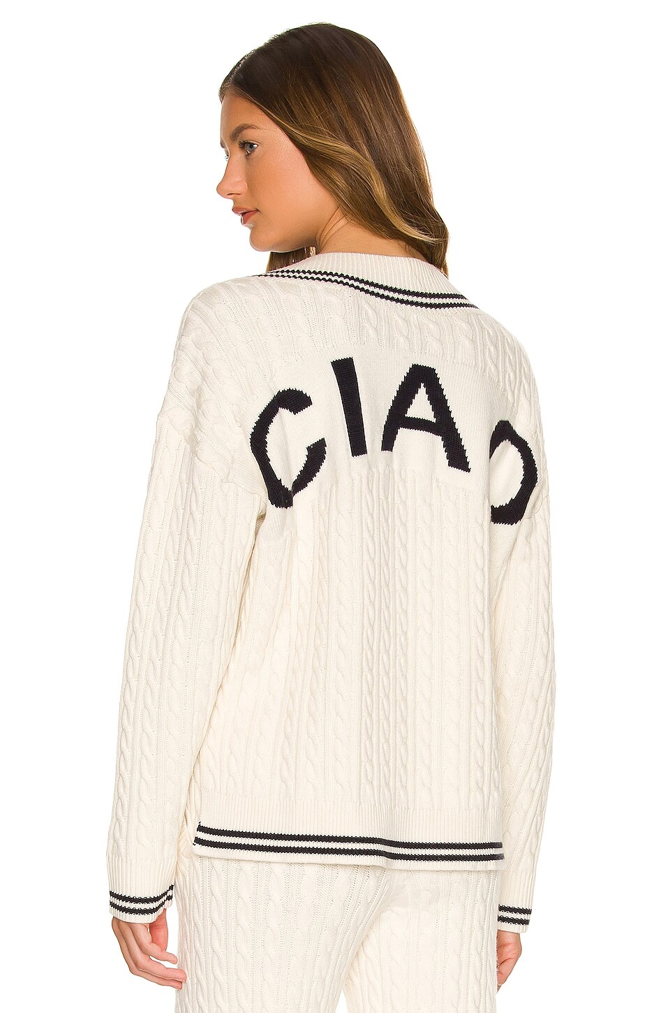 

Свитер LPA Ciao Cable V Neck, цвет Ivory & Navy