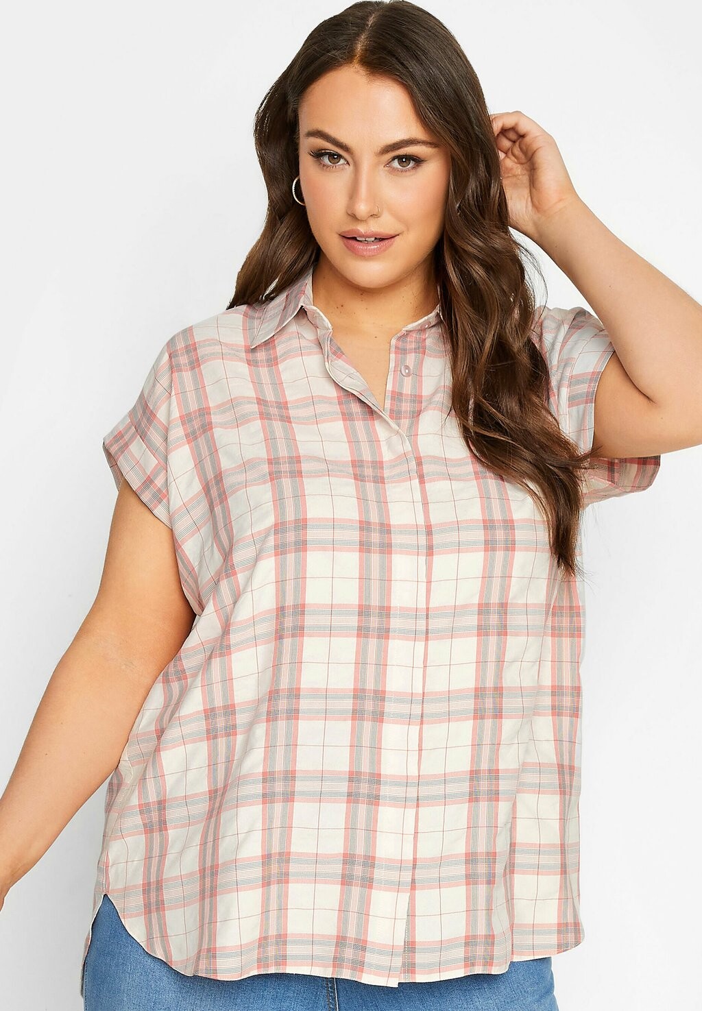 

Рубашка Yours Clothing в клетку, розовый