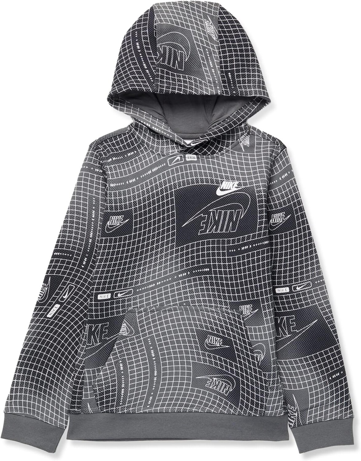 

Худи Nike NSW Club All Over Print Pullover Hoodie, цвет Black/Iron Grey/Photo Blue