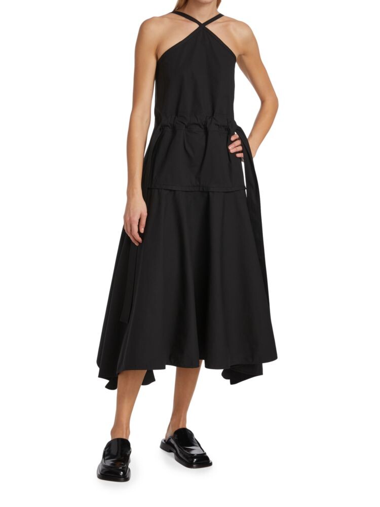 

Многоярусное платье с лямкой из поплина Proenza Schouler, черный