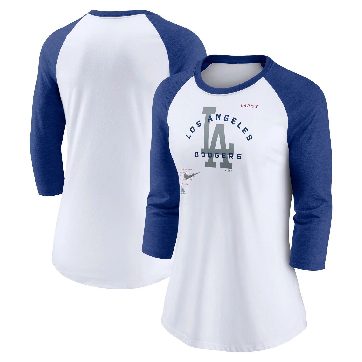 

Женская футболка Nike White/Royal Los Angeles Dodgers Next Up Tri-Blend реглан с рукавами 3/4 Nike