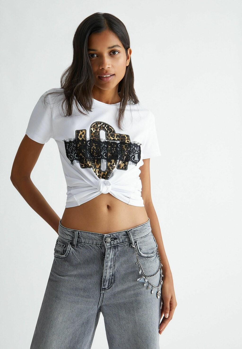 

Футболка с принтом With Logo And Lace LIU JO, белый