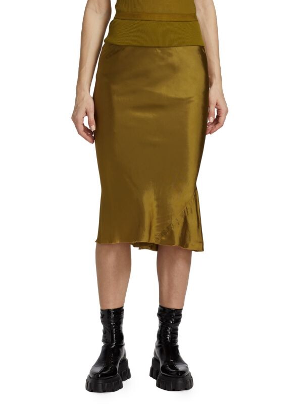 

Косая юбка до колен Rick Owens Olive
