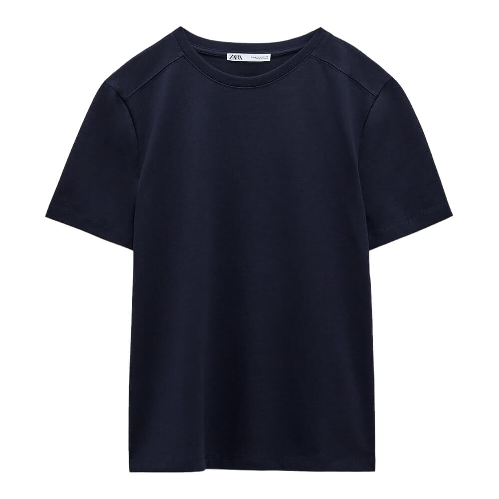 

Футболка Zara Cotton Premium, темно-синий