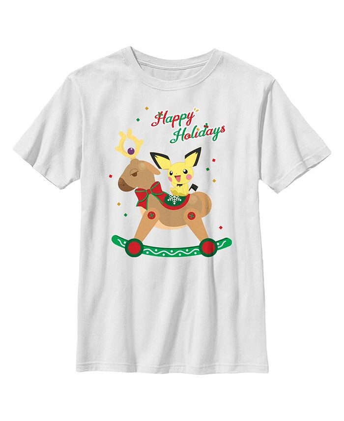 

Детская футболка Pokemon Christmas Pichu Rocker для мальчиков Nintendo, белый