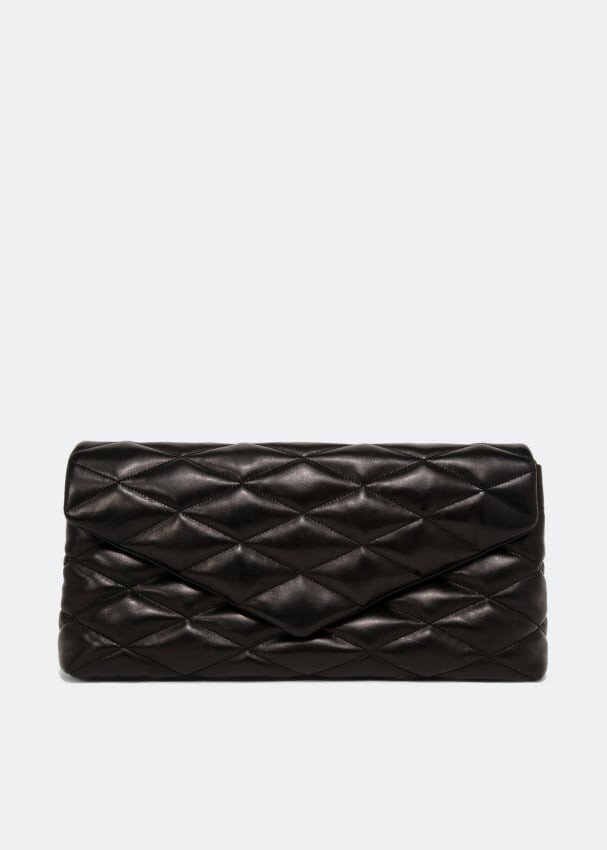 

Клатч SAINT LAURENT Sade puffer envelope clutch, черный