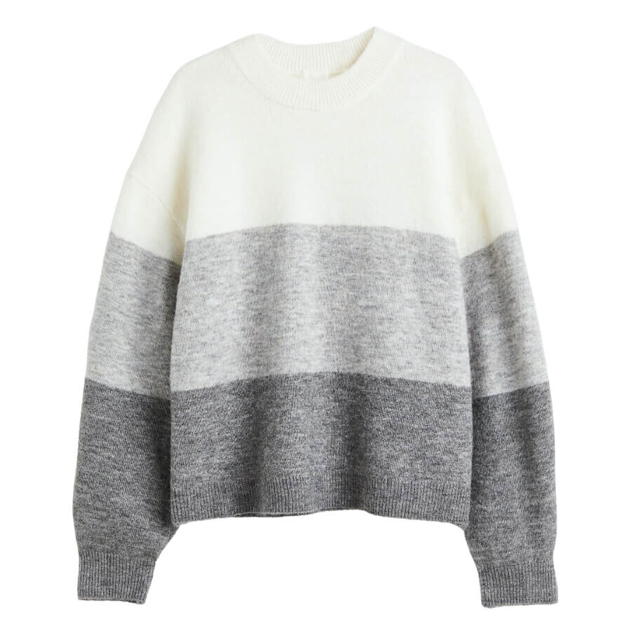 

Свитер H&M Everyday Fashion Knit, кремовый/серый