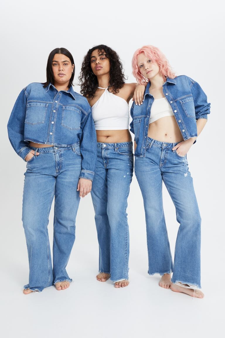 

Расклешенные низкие джинсы 90-х H&M, синий деним
