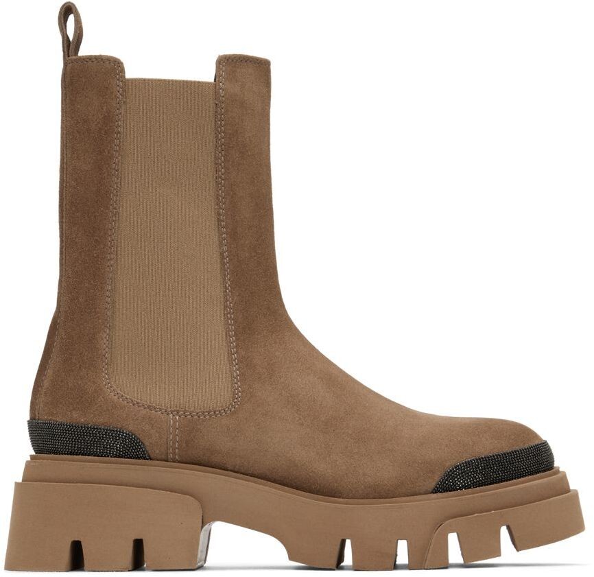 

Коричневые блестящие ботинки челси Brunello Cucinelli
