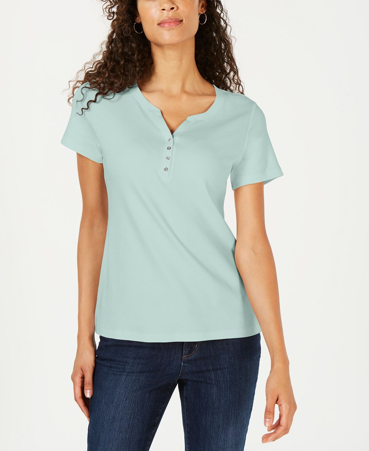 

Топ henley с короткими рукавами, созданный для macy's Karen Scott, мульти