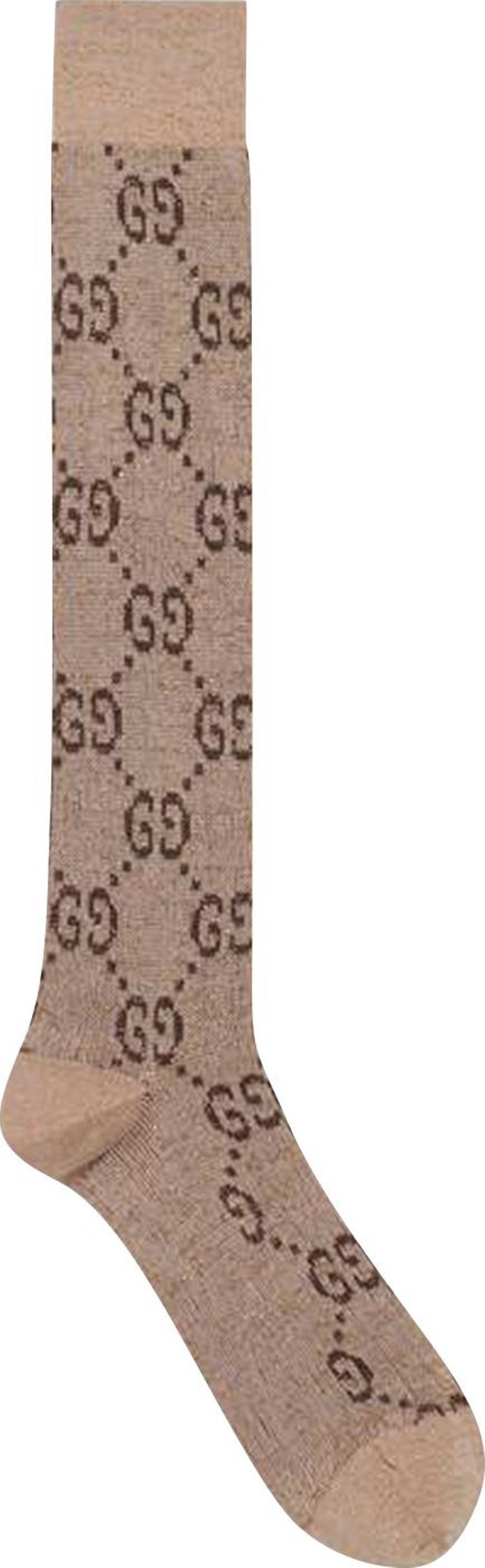 Носки Gucci Lamé GG Socks Beige, бежевый - фото