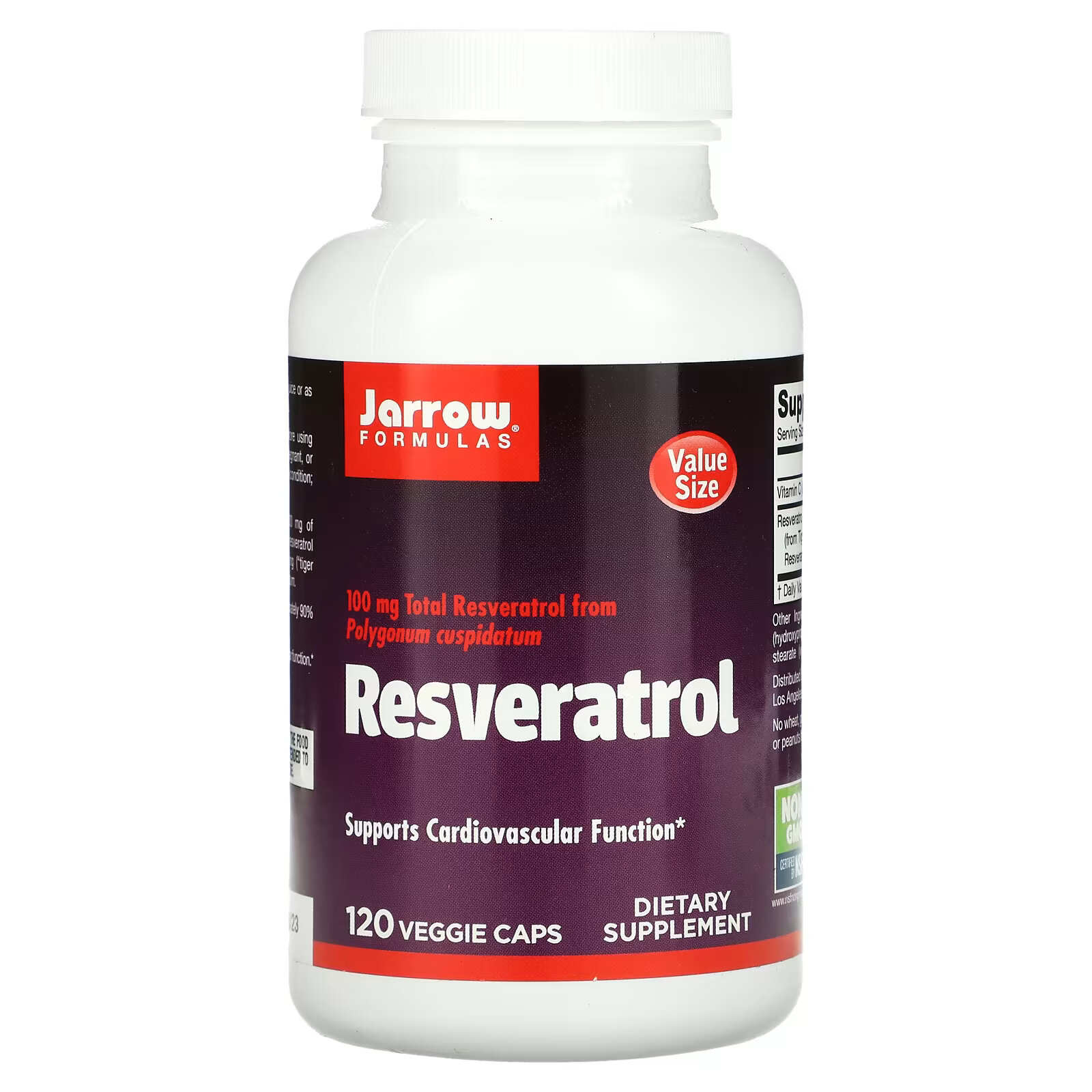 Jarrow Formulas, Ресвератрол, 100 мг, 120 капсул jarrow formulas ресвератрол 100 мг 60 вегетарианских капсул