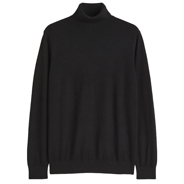 

Свитер H&M Slim Fit Fine-knit Turtleneck, черный