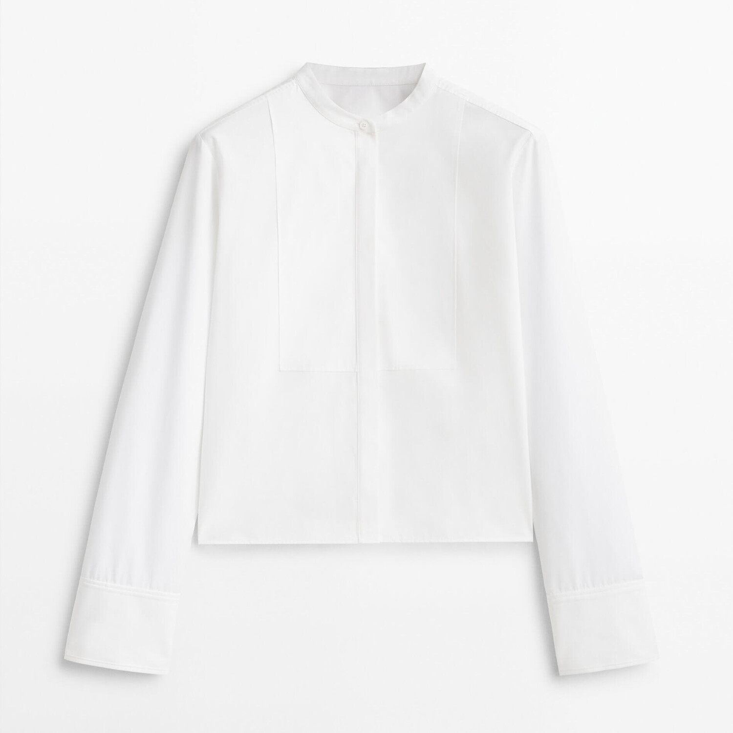 

Рубашка Massimo Dutti Stand-up Collar And Bib Detail, белый