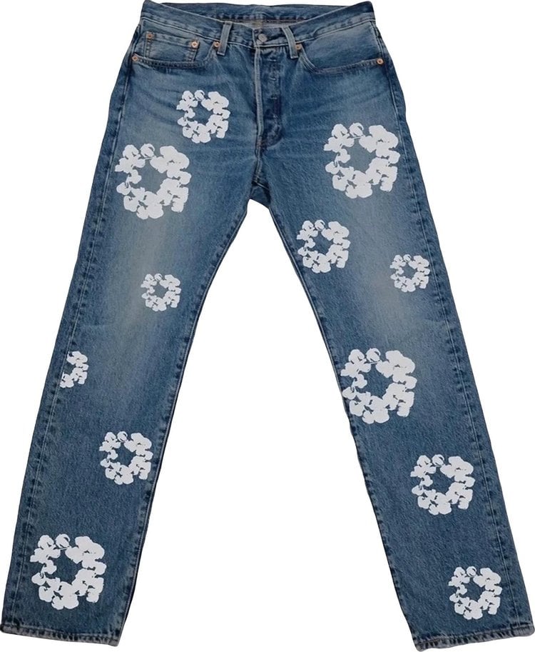 Джинсы Levi's x Denim Tears The Cotton Wreath Jean 'Vintage Wash', синий - фото