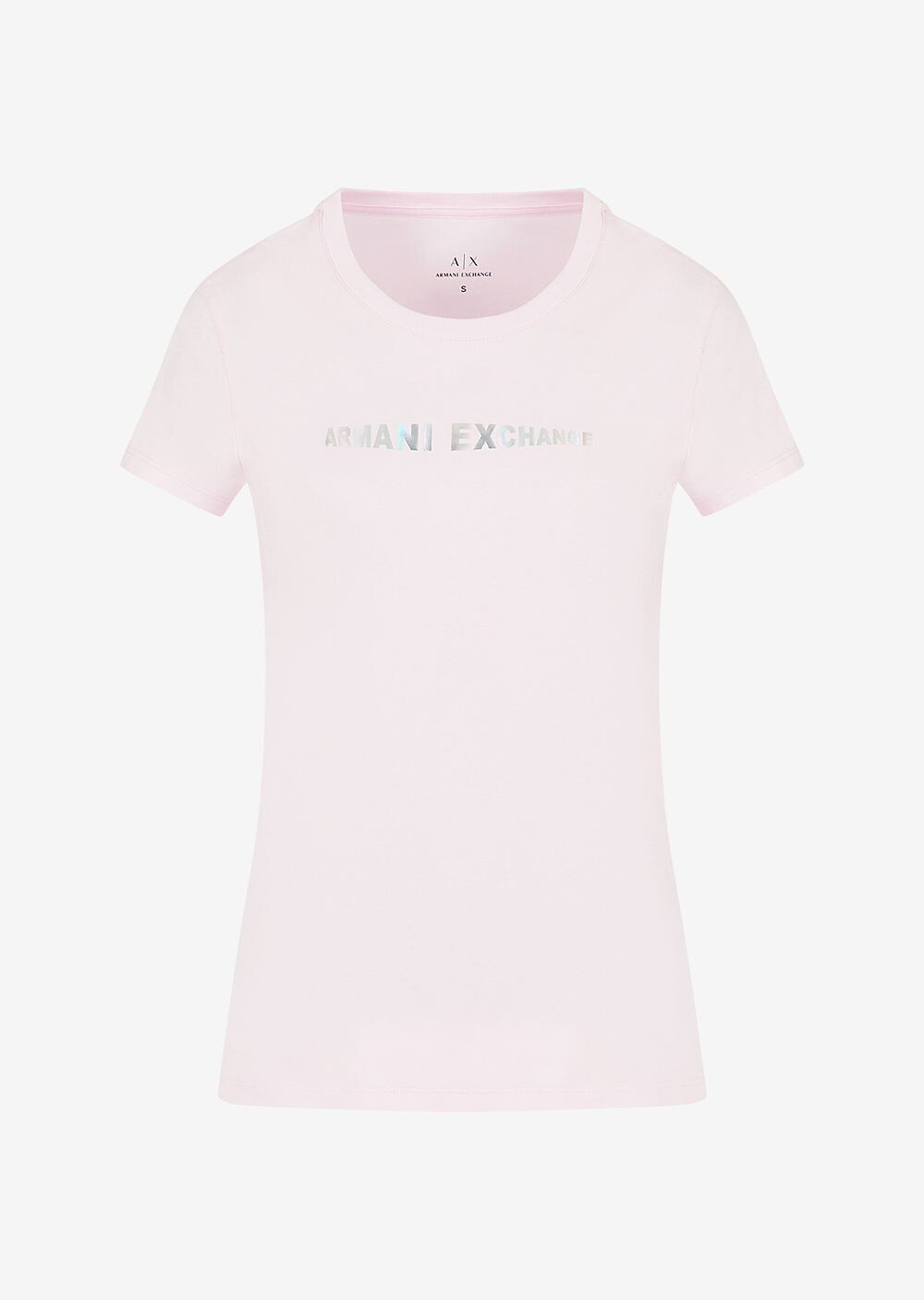 

Узкая футболка из хлопкового джерси с логотипом Armani Exchange, розовый