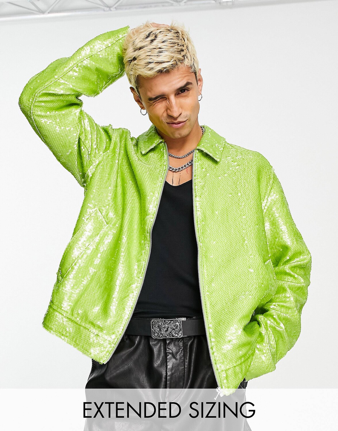 

Светло-зеленая куртка харрингтон с пайетками ASOS DESIGN