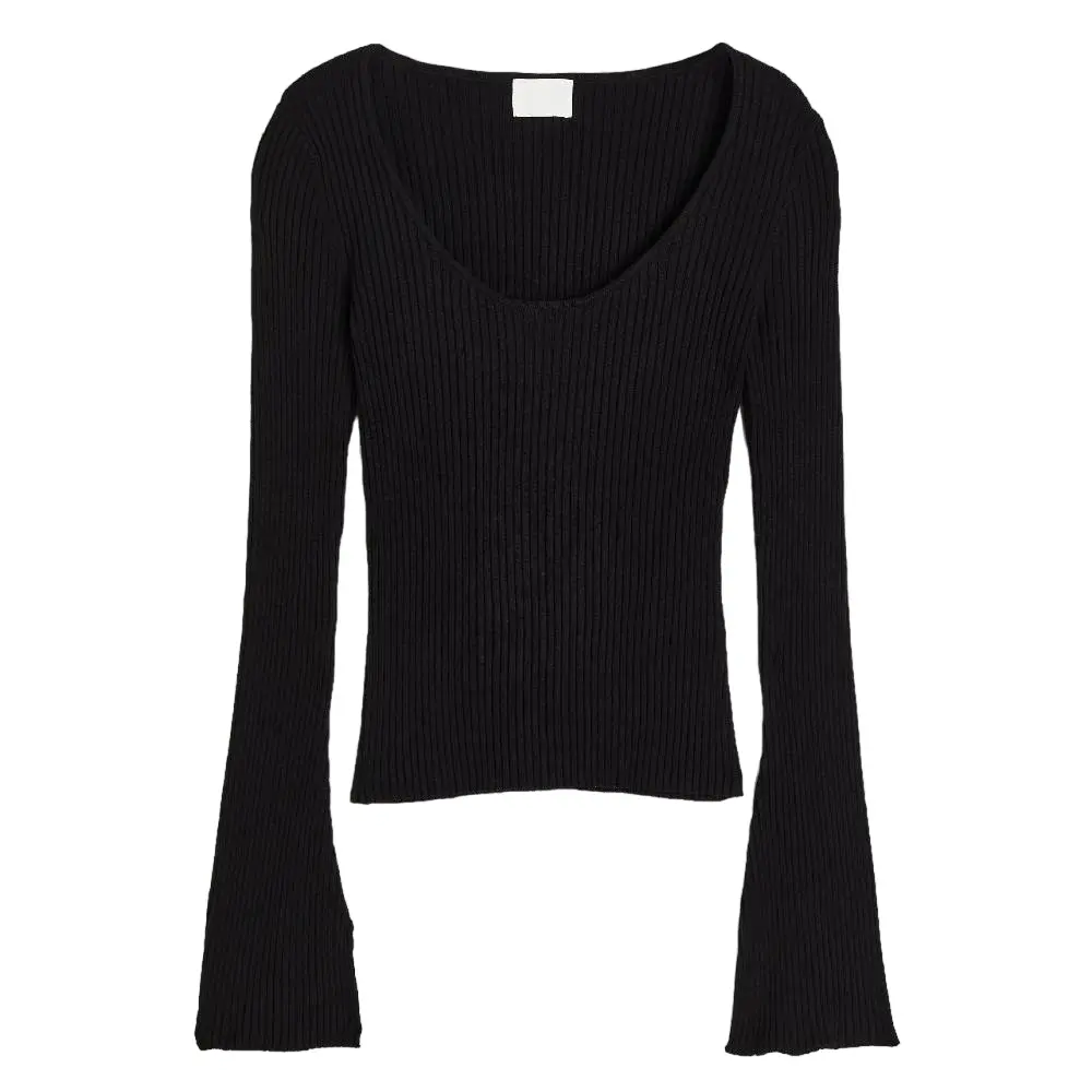 

Трикотажный топ H&M, черный