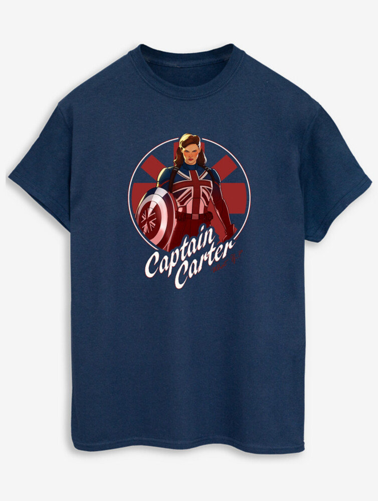 

NW2 Marvel What If Captain Carter Взрослая темно-синяя футболка George., нави, Синий