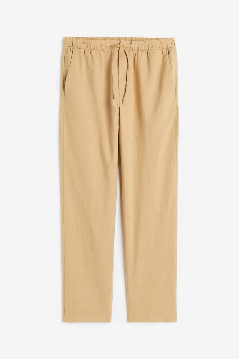 

Брюки H&M Regular Fit Linen-blend, бежевый