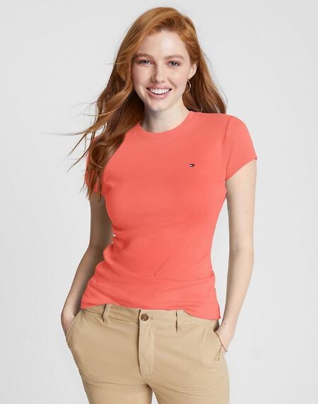 

Футболка с круглым вырезом Tommy Hilfiger Essential Favorite, светло-оранжевый