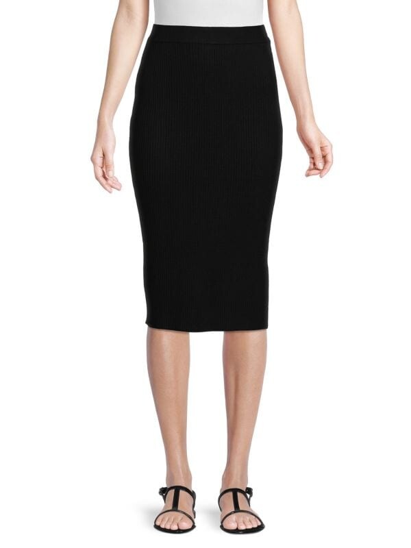 

Юбка-карандаш миди из трикотажа в рубчик Saks Fifth Avenue Black