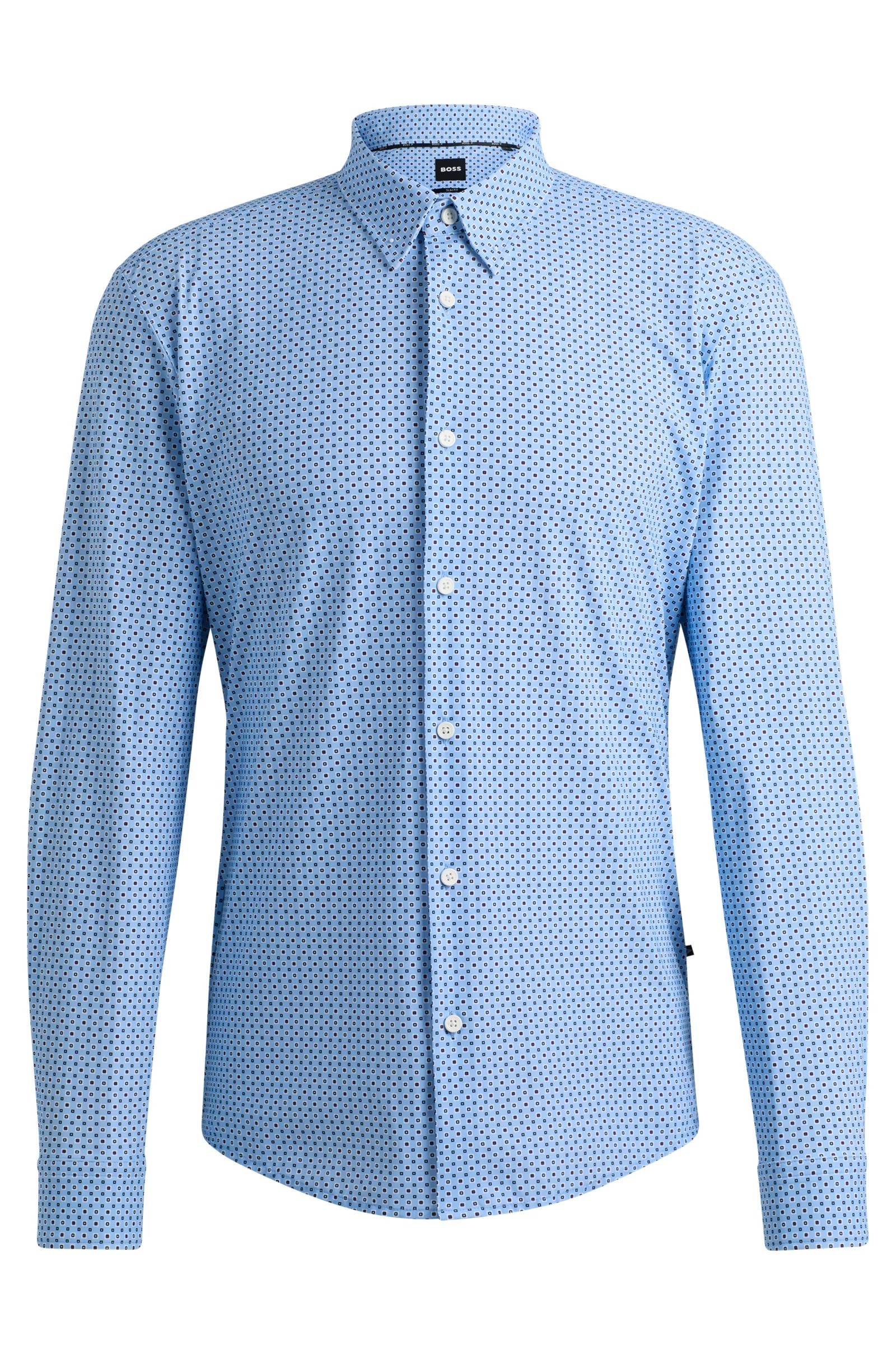 Рубашка Boss Slim-fit In Printed Performance-stretch Jersey, голубой фото