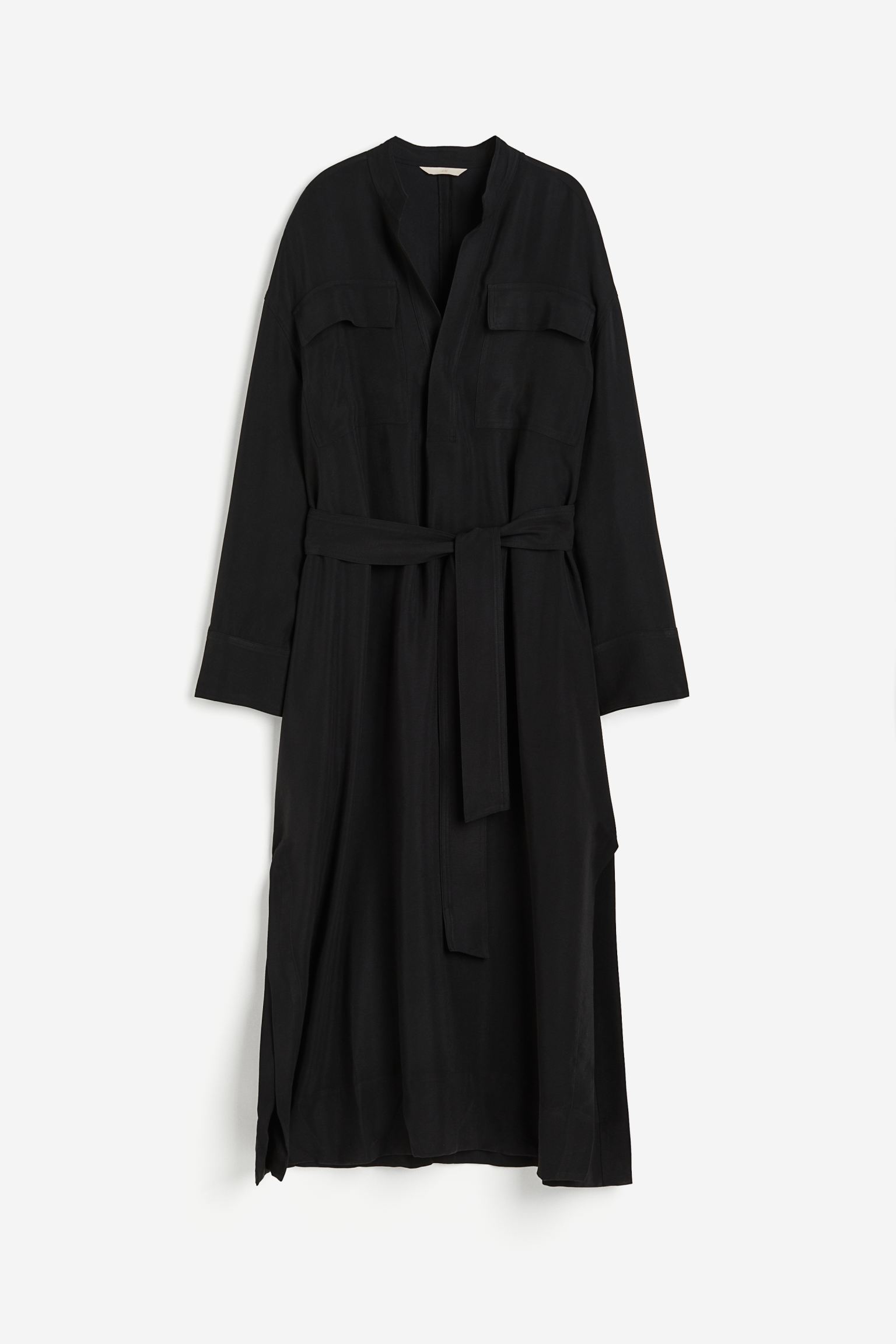 Платье H&M Modal-blend Utility, черный платье длинное v образный вырез длинные рукава 46 серебристый