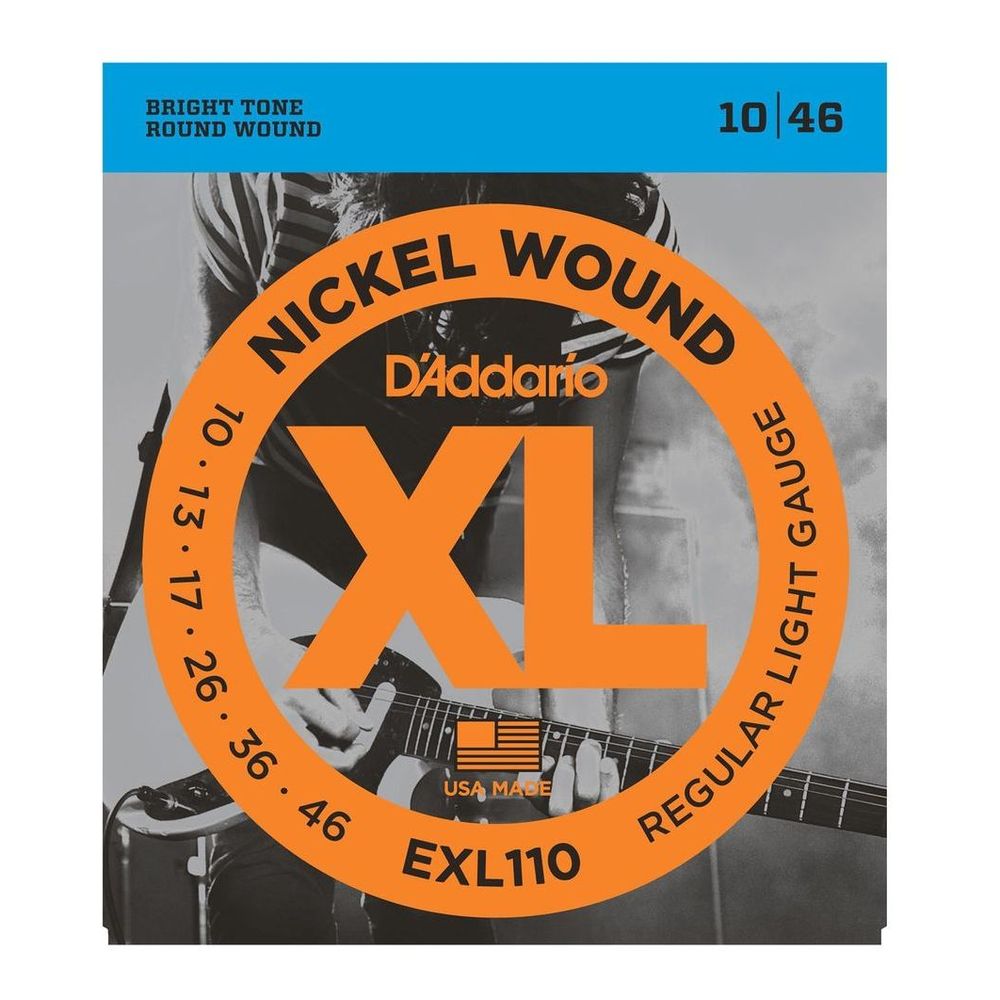 Струны D'Addario EXL110 для электрогитары с никелевой обмоткой (калибр 10-46)