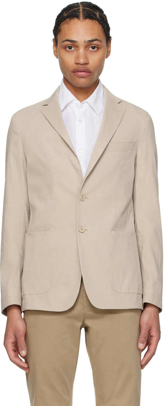 

Бежевый пиджак приталенного кроя Boss, цвет Dark beige