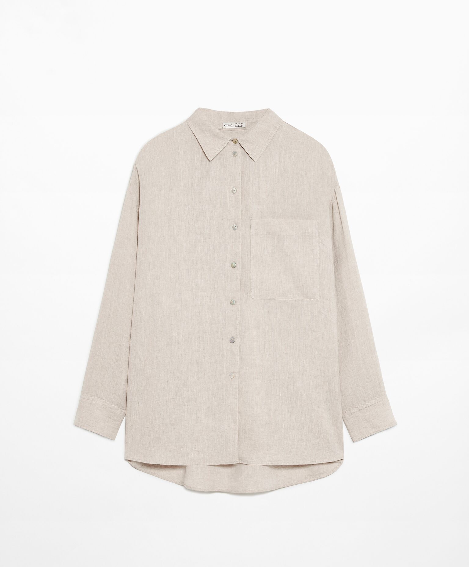 Рубашка Oysho Linen Long Sleeved, светло-бежевый рубашка oysho long sleeved striped stretch cotton пыльно розовый