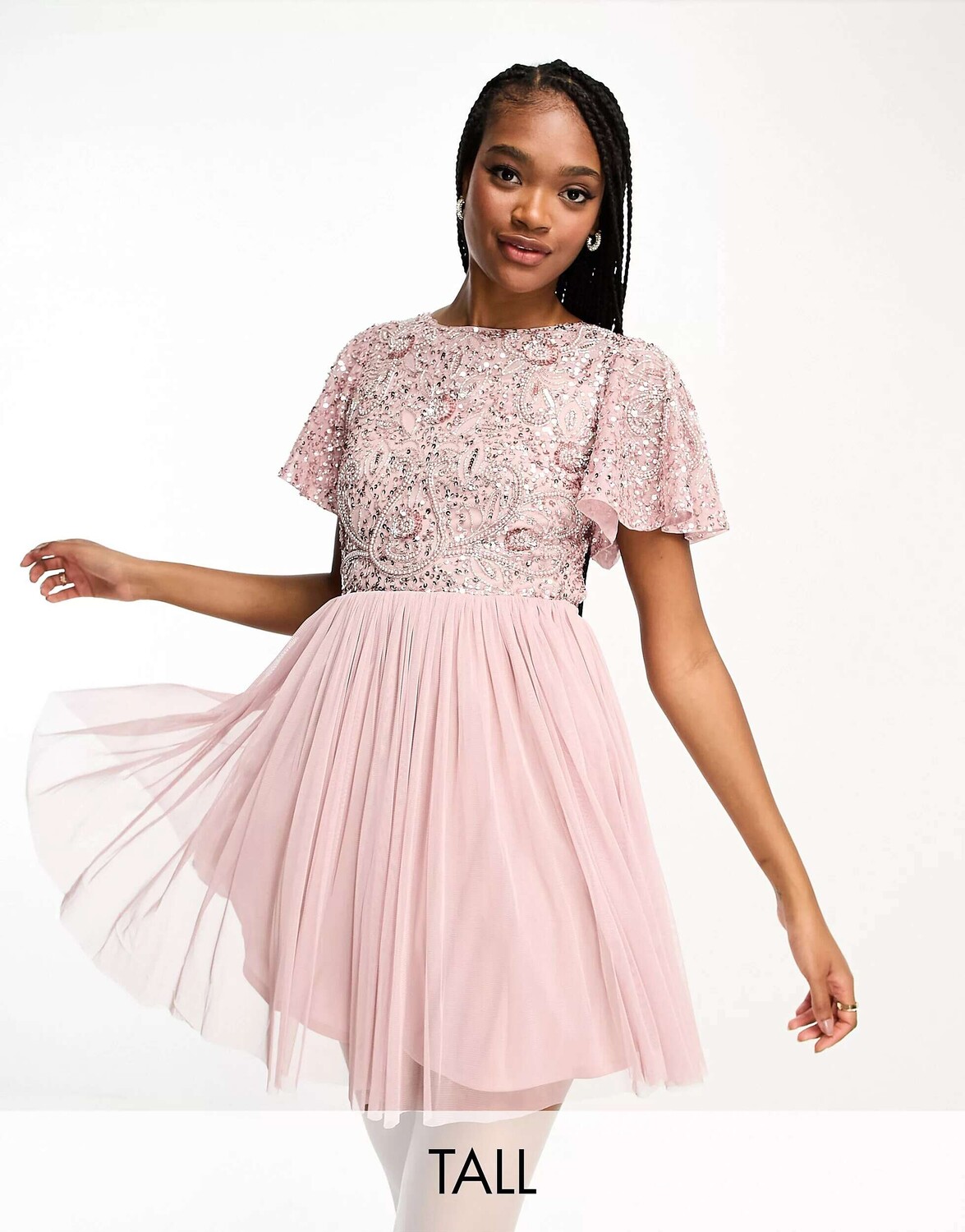 

Матовое розовое мини-платье Beauut Tall Bridesmaid с открытой спиной, Розовый