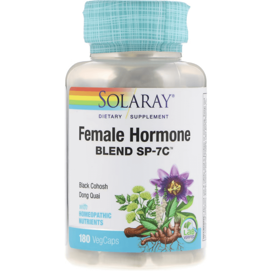 Смесь женских гормонов Female Hormone Blend SP-7C, 180 растительных капсул, Solaray смесь женских гормонов female hormone blend sp 7c 180 растительных капсул solaray