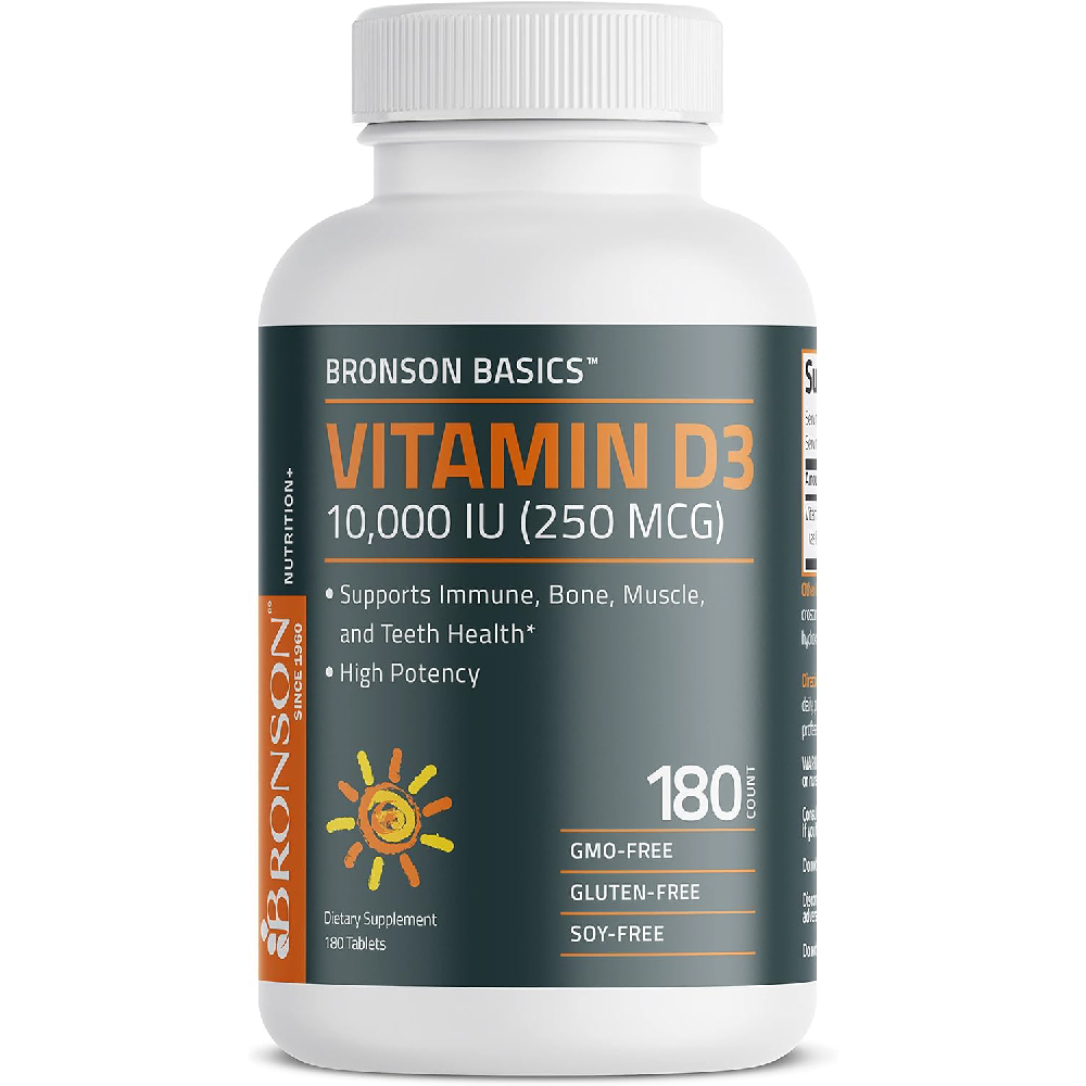 Витамин D3 Bronson Vitamin Year Supply for Healthy Muscle Function and Immune Support, 10 000 МЕ (250 мкг), 180шт action bronson action bronson mr wonderful lp cd