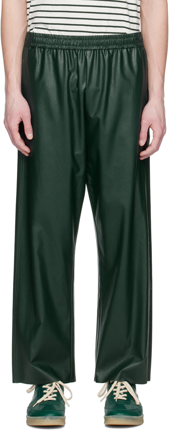 

Зеленые брюки из искусственной кожи MM6 Maison Margiela, Зеленый