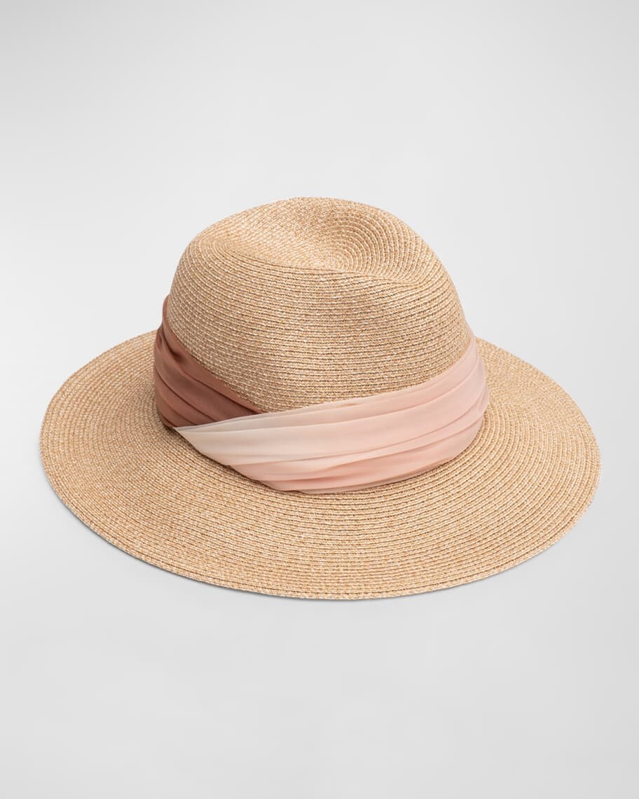 

Courtney Straw Fedora с двухцветной лентой из органзы Eugenia Kim